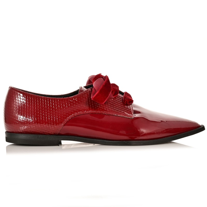 Women's Flat Shoes Burgundy Leather