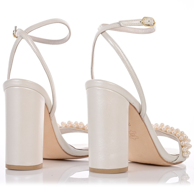 Bridal Sandals Ivory Pearl Leather