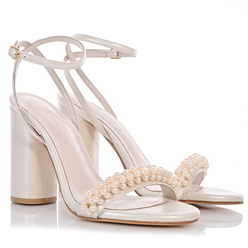 Bridal Sandals Ivory Pearl Leather