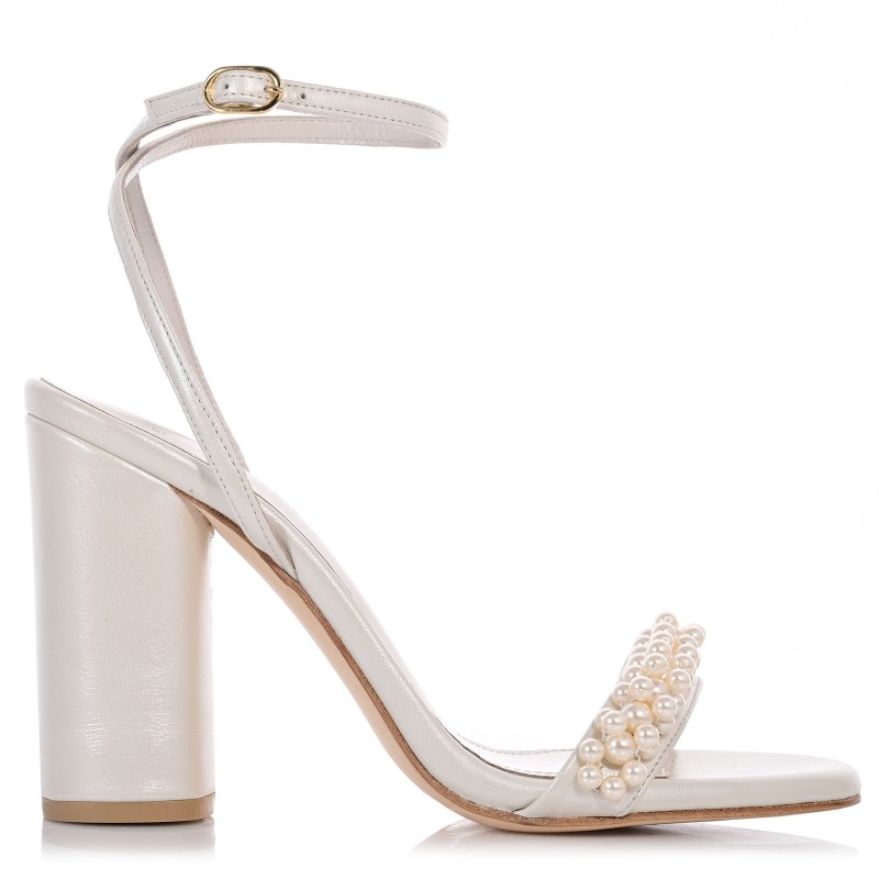 Bridal Sandals Ivory Pearl Leather