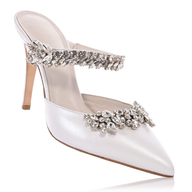 Bridal Mules White Leather