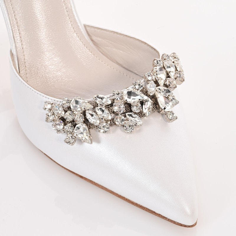 Bridal Mules White Leather