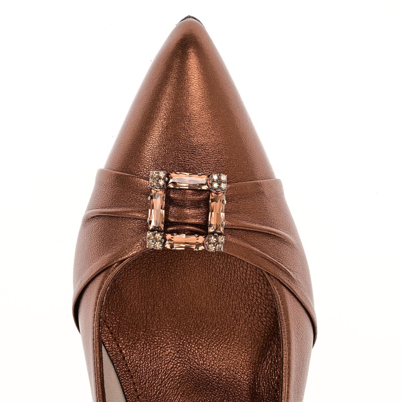 Women's Brown Metallic Leather Pumps