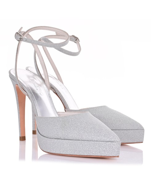 Bridal Pumps Silver Glitter