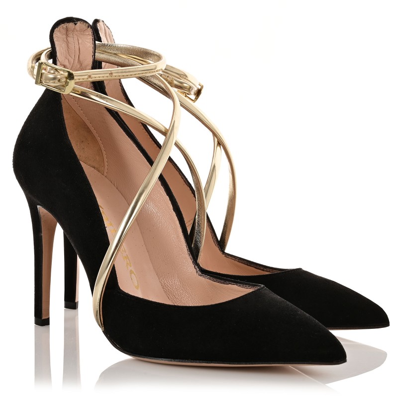 Women's Black Suede Leather Pumps