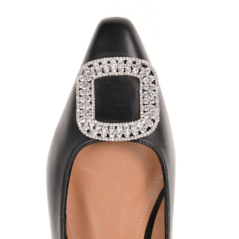 Women's Black Leather Ballet Flats