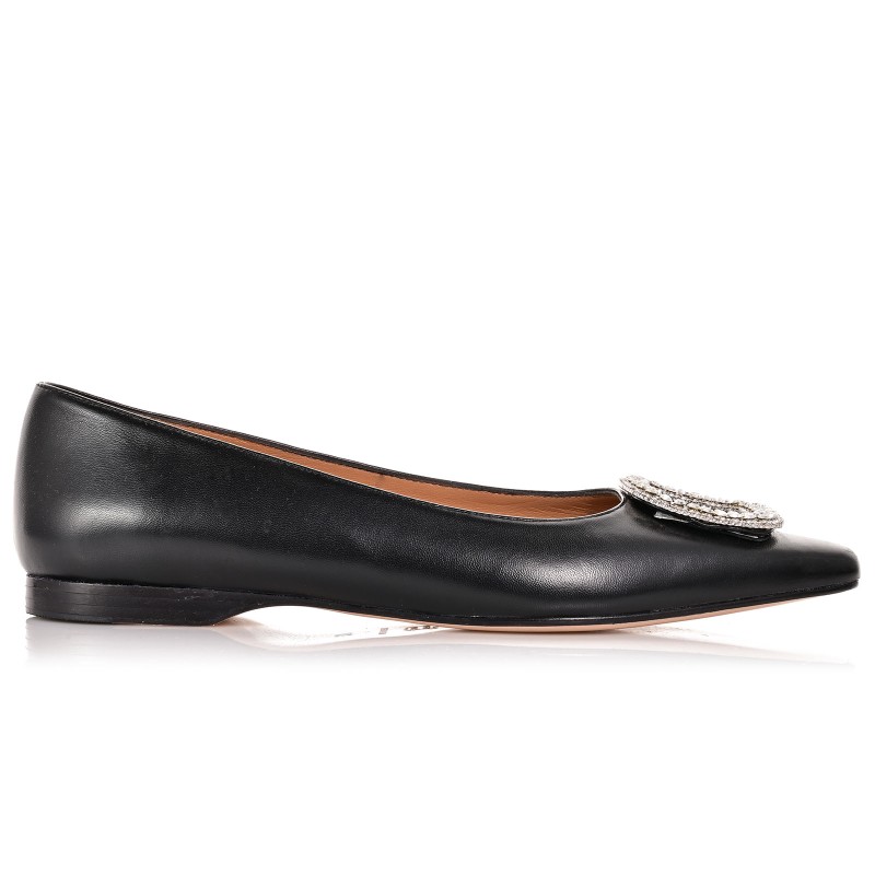 Women's Black Leather Ballet Flats