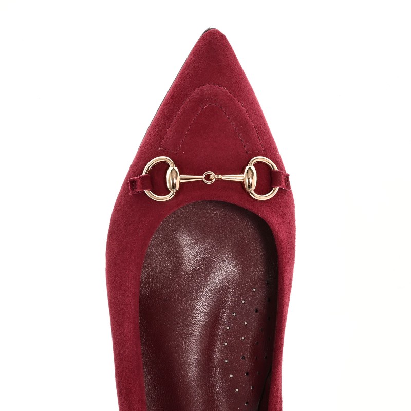 Women's Ballerina Shoes Burgundy Suede Leather