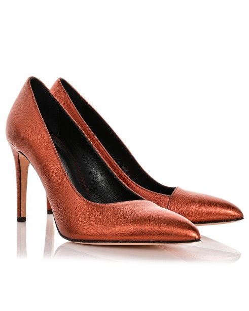 Terracotta Leather Metallic Pumps