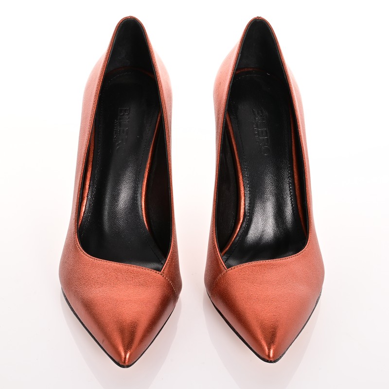 Terracotta Leather Metallic Pumps