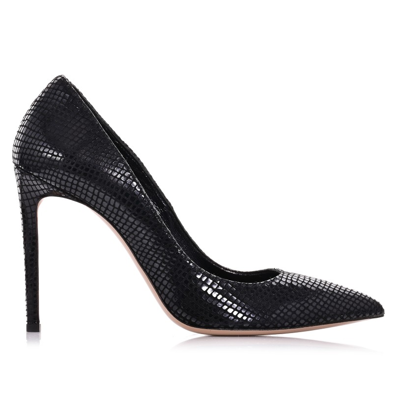 Women's Black Snake Skin Pumps