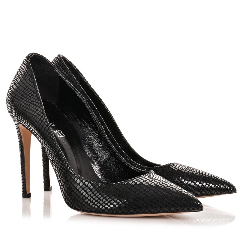Women's Black Snake Skin Pumps