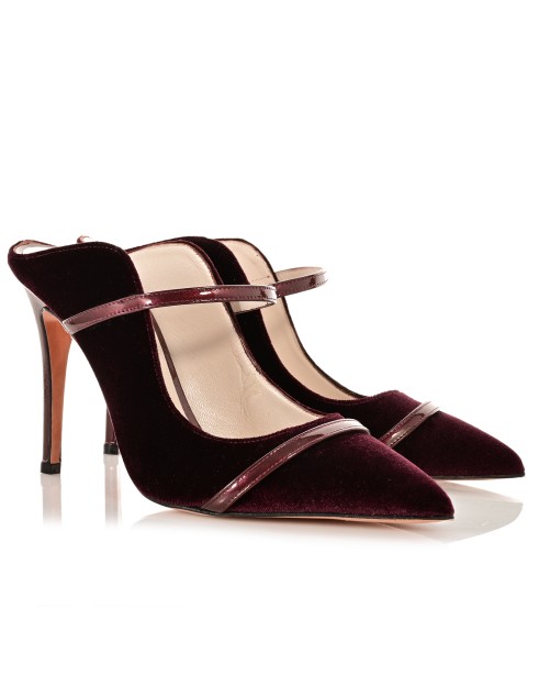 Women's Mules Burgundy Velvet