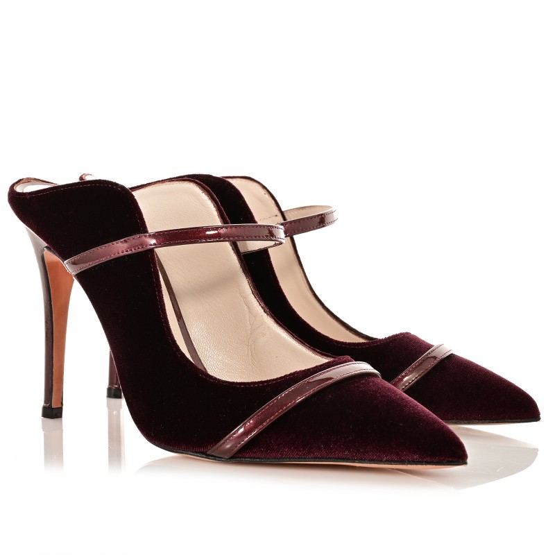 Women's Mules Burgundy Velvet