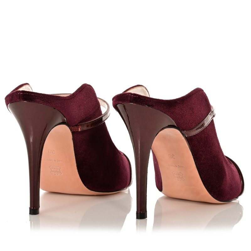 Women's Mules Burgundy Velvet