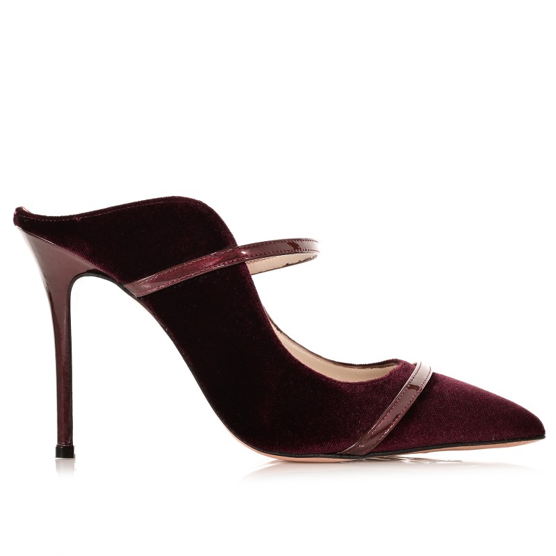 Women's Mules Burgundy Velvet