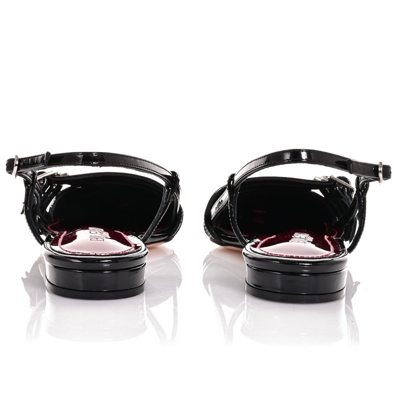 Women's Black Patent Leather Flat Shoes