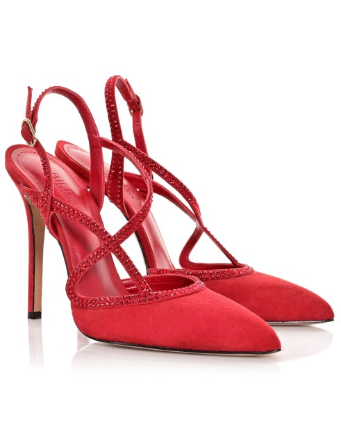 Women's Pumps Red Suede Leather