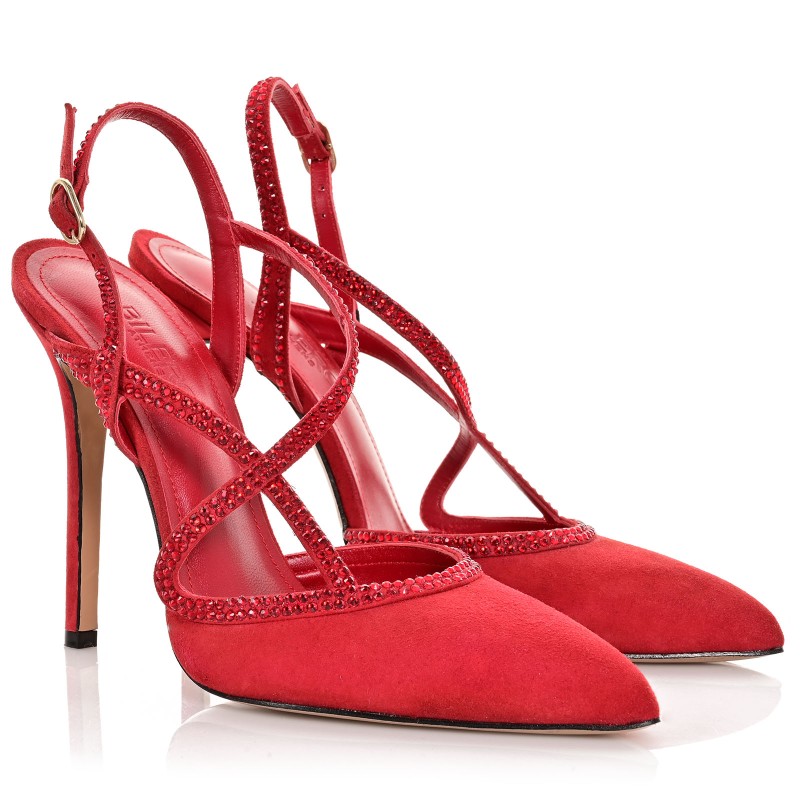 Women's Pumps Red Suede Leather