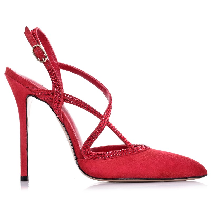Women's Pumps Red Suede Leather