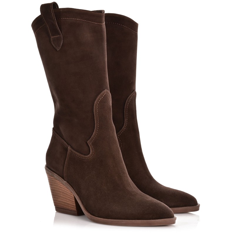 Women's Boots Brown Suede Leather