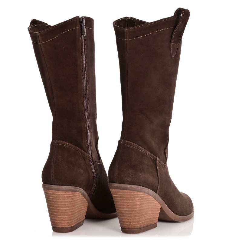 Women's Boots Brown Suede Leather