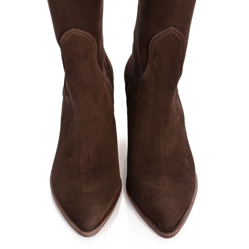 Women's Boots Brown Suede Leather