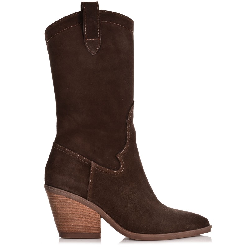 Women's Boots Brown Suede Leather
