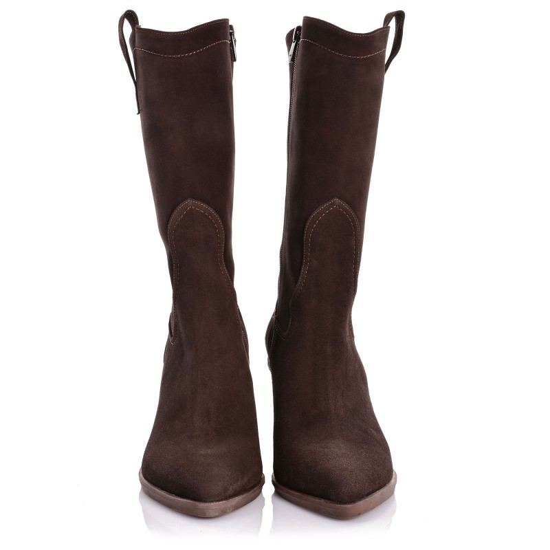 Women's Boots Brown Suede Leather