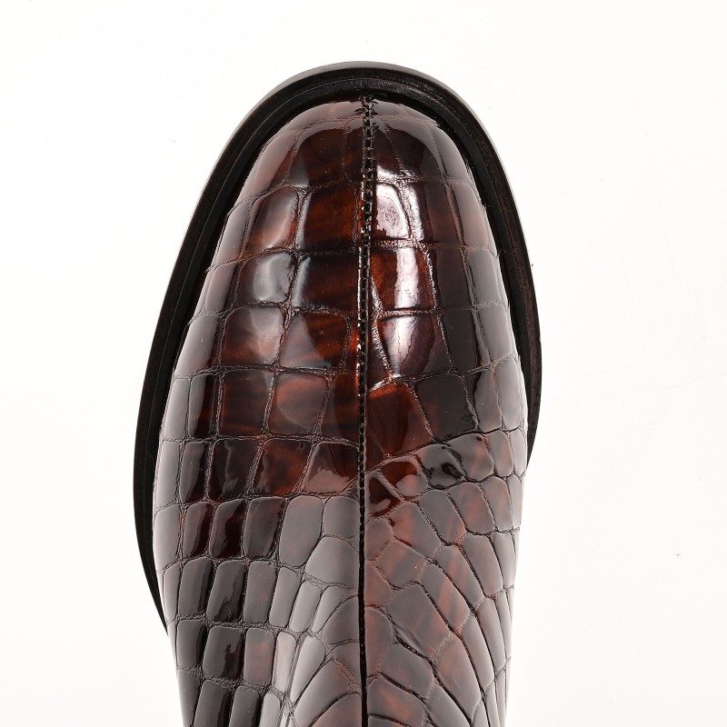 Women's Camel Crocο Leather Boots