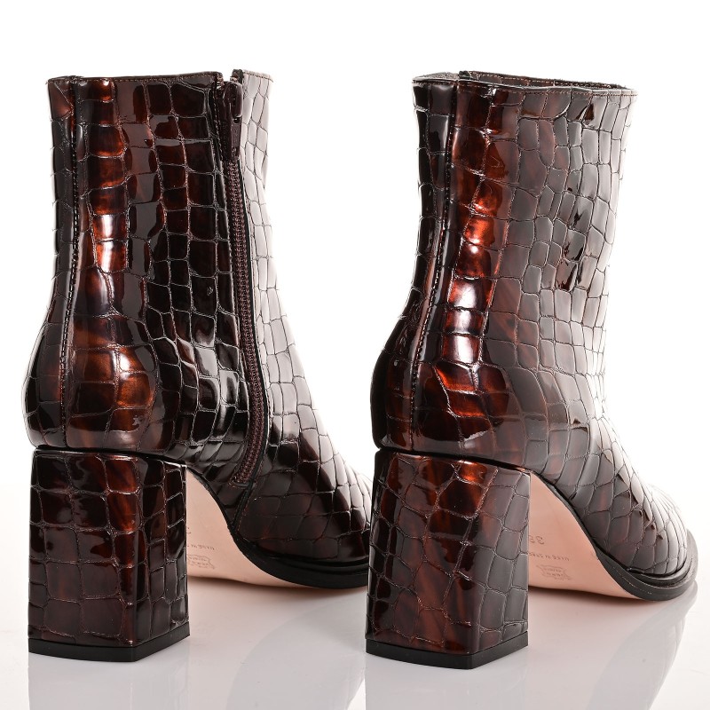 Women's Camel Crocο Leather Boots