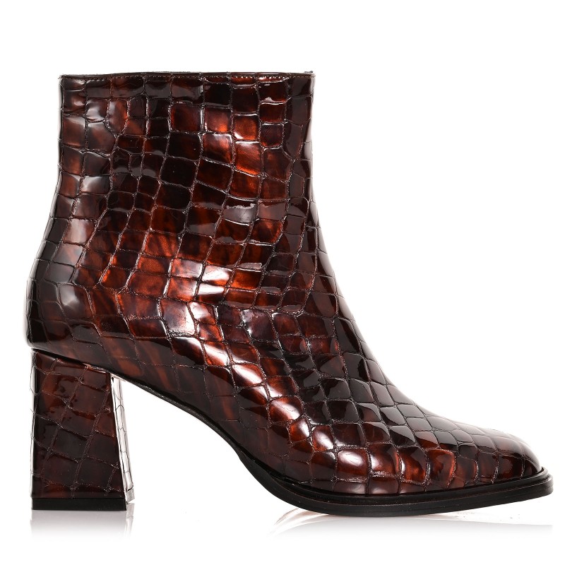 Women's Camel Crocο Leather Boots
