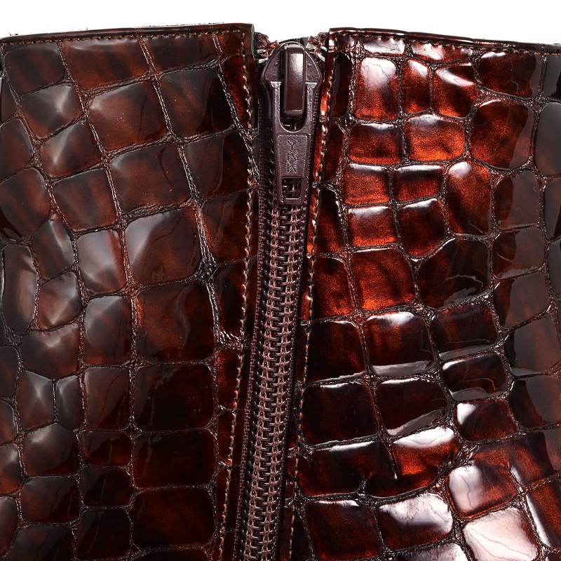 Women's Camel Crocο Leather Boots