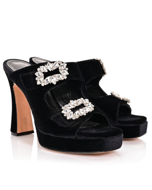 Women's Mules Black Velvet
