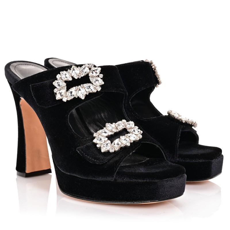 Women's Mules Black Velvet