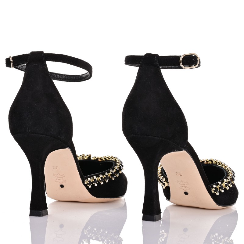Women's Black Suede Leather Pumps