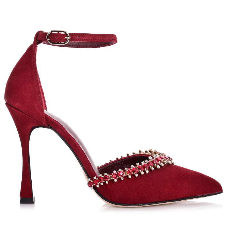 Women's Burgundy Suede Leather Pumps
