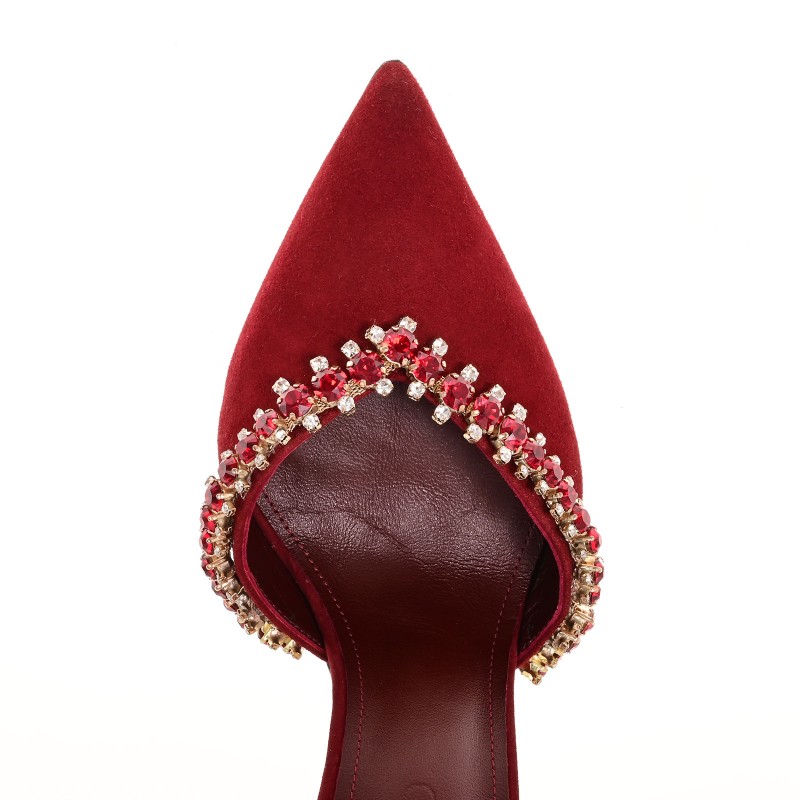 Women's Burgundy Suede Leather Pumps