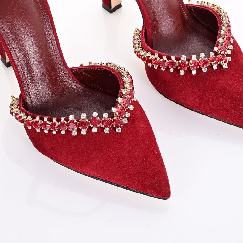 Women's Burgundy Suede Leather Pumps