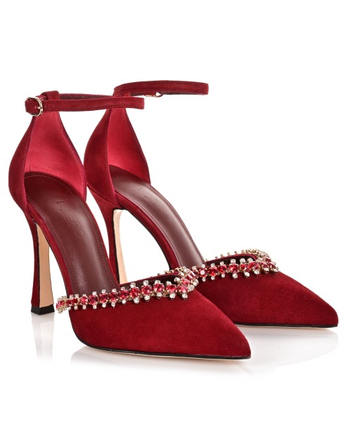 Women's Burgundy Suede Leather Pumps