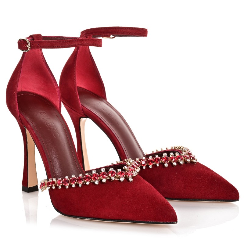 Women's Burgundy Suede Leather Pumps