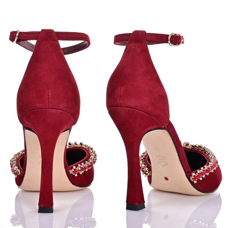 Women's Burgundy Suede Leather Pumps