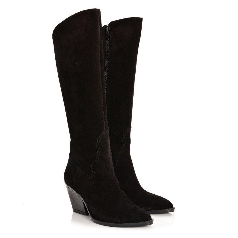 Women's Boots Black Suede Leather