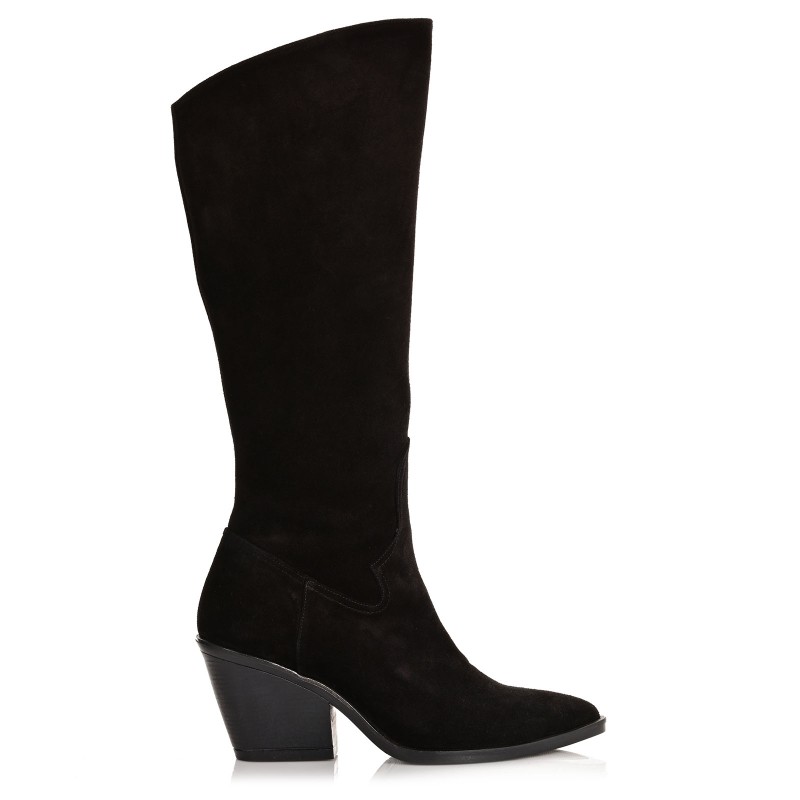 Women's Boots Black Suede Leather