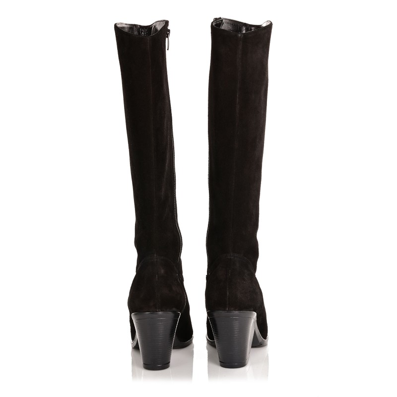 Women's Boots Black Suede Leather