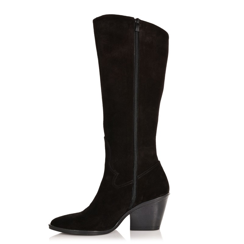 Women's Boots Black Suede Leather