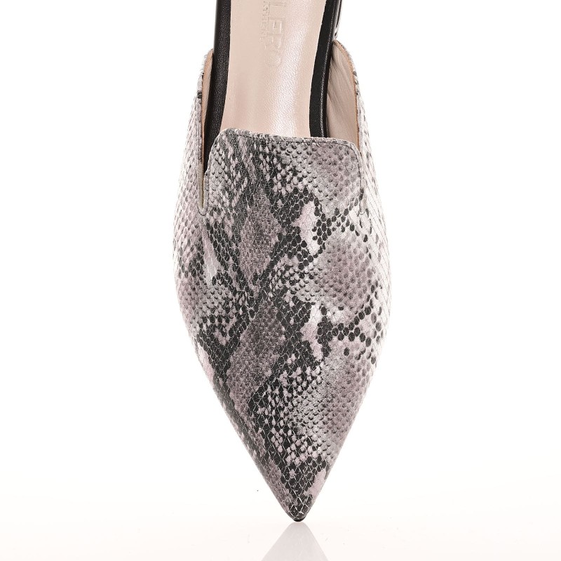 Women's Snake Print Leather Mules