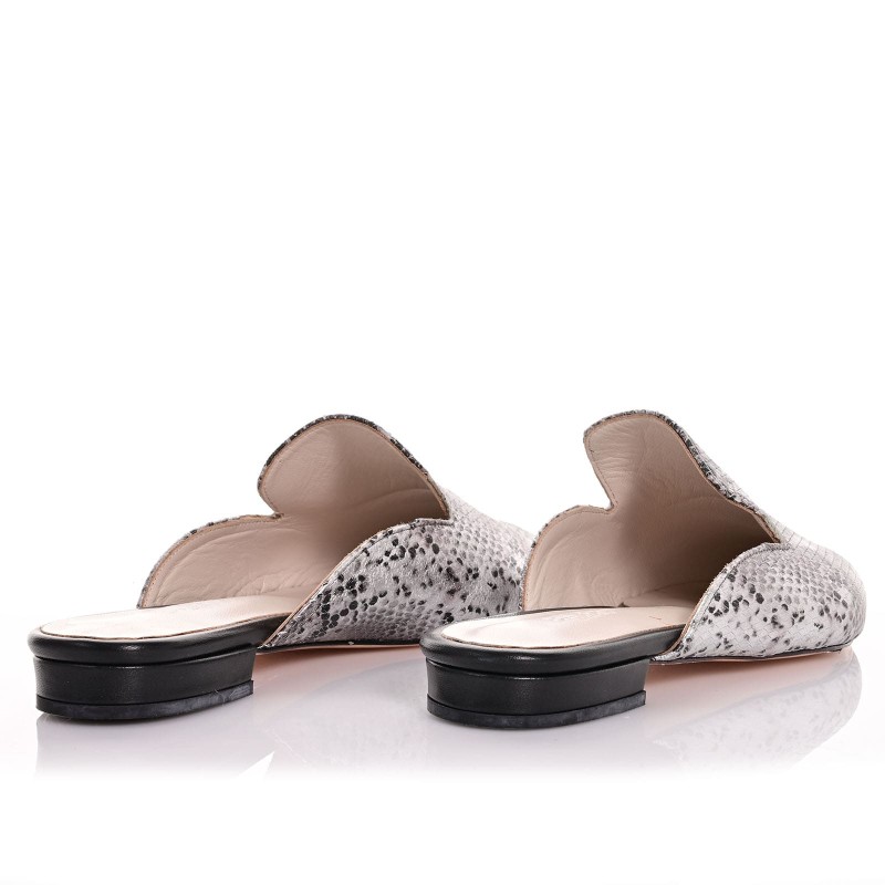 Women's Snake Print Leather Mules