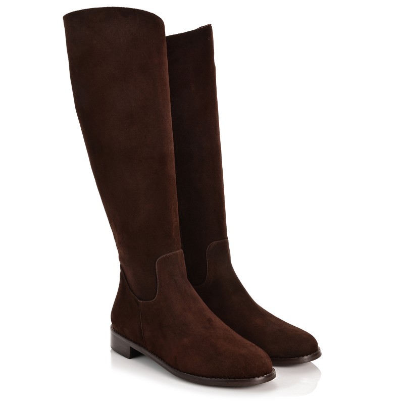 Brown Suede Leather Women's Boots