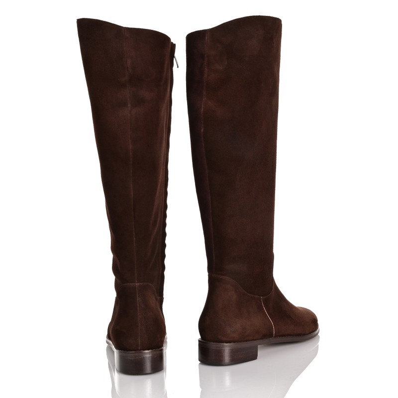 Brown Suede Leather Women's Boots